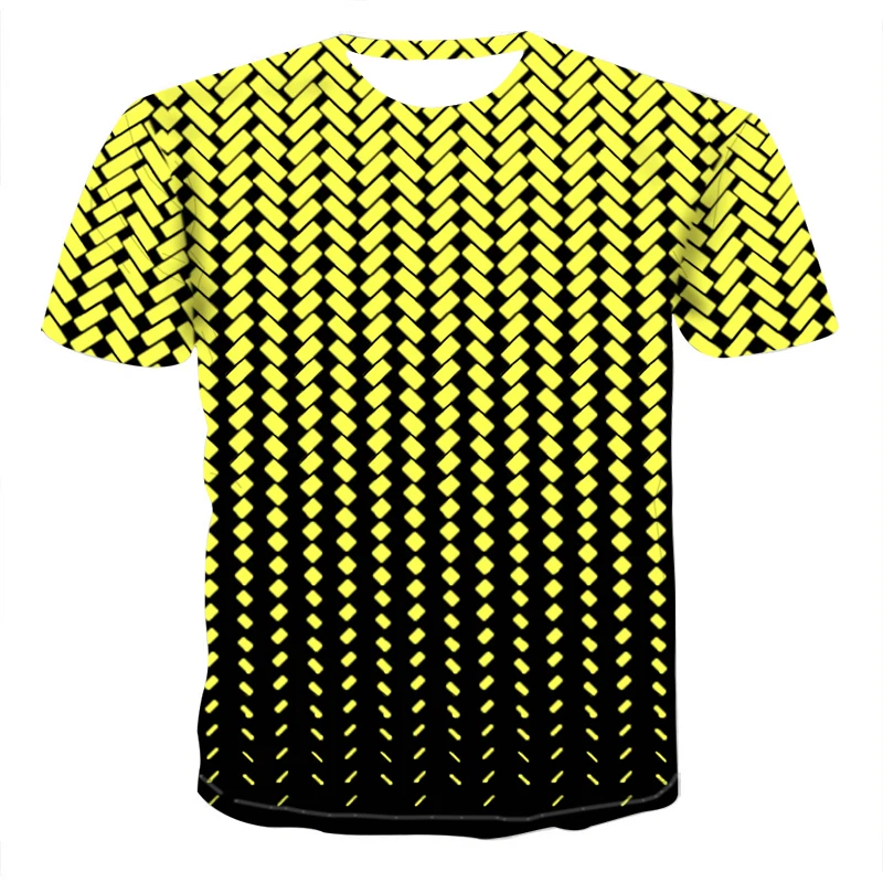 

Summer New Men's T-shirt, Interesting Dizziness Pattern, Casual Plaid T-shirt, Fashion Brand O-neck Short-Sleeved Shirt T110-6XL