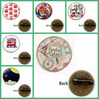 new london double decker badge brooch old fashion hippie lapel pins clothes backpack badge sightseeing bus england souvenir gift