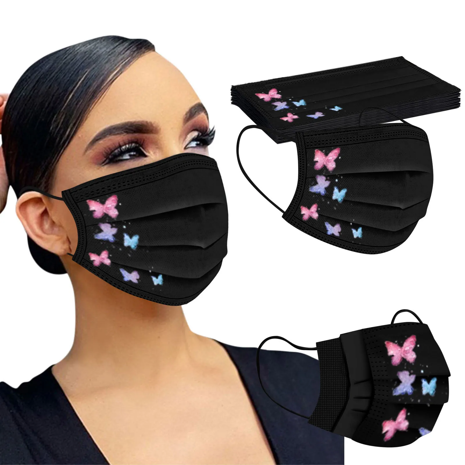 

10pc Adults Butterfly Print Halloween Cosplay Mask For Face Disposable Mondmasker Mascherine Masque Mascarillas Desechables