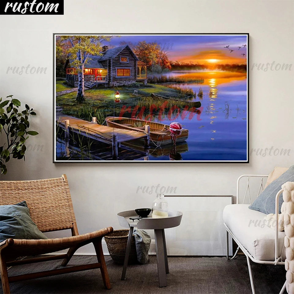 

Diamond Painting Landscape Cross Stitch Kit Rhinestone Picture Full 5D DIY Diamond Embroidery Mosaic Home Decor Gift Rustom