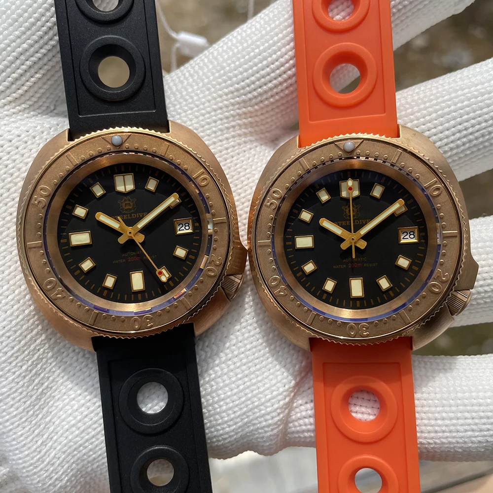 

STEELDIVE SD1970S Men Bronze Abalone Watch Super Double Color Luminous NH35 Movement 200m Waterproof Retro Mechanical Dive Watc