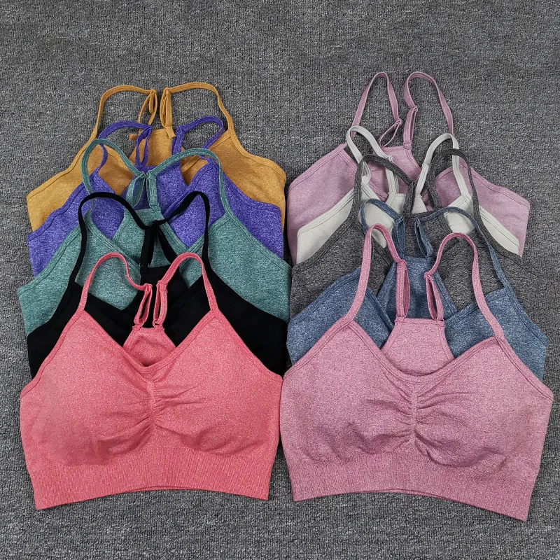 

ASHEYWR Sport Women Fitness Seamless Bra Push Up Elastic Solid Yoga Top Female Gym Running Training Sportswear