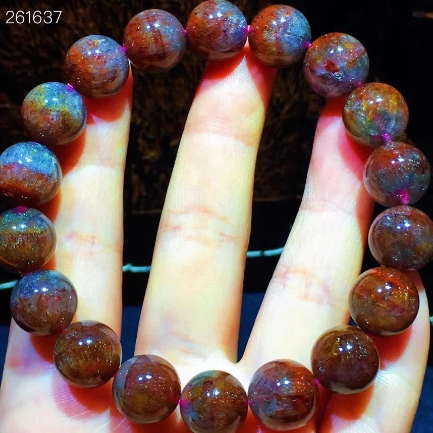 

11.5mm Genuine Natural Cacoxenite Auralite 23 Rutilated Bracelet Clear Round Beads Bangle Women Men Genuine AAAAAA