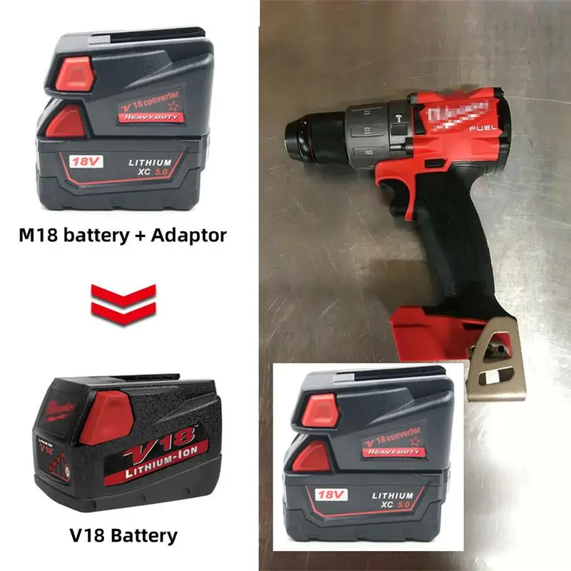 

Battery Adapter Converter with USB Port Charging for Milwaukee M18 18V Li-ion Battery to Milwaukee V18 48-11-1830 Battery