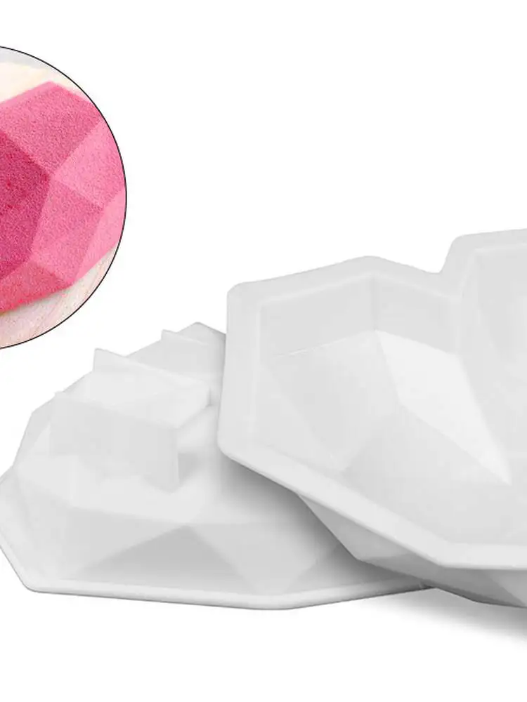 

3D Diamond Love Heart Shape Silicone Molds for Baking Sponge Chiffon Mousse Dessert Cake Molds Food Grade