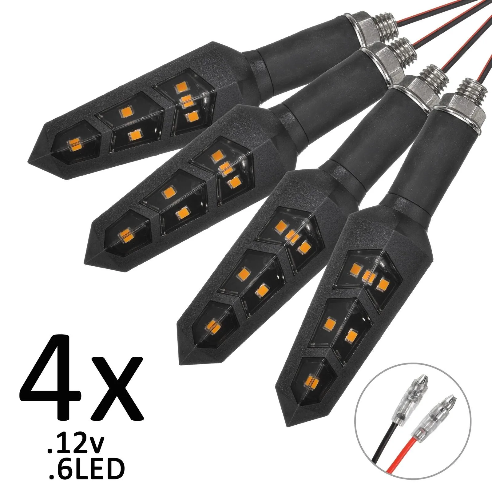 

Scooters Motorcycle Turn Signal Lights Universal 12V 2 Pairs 6 LED Amber