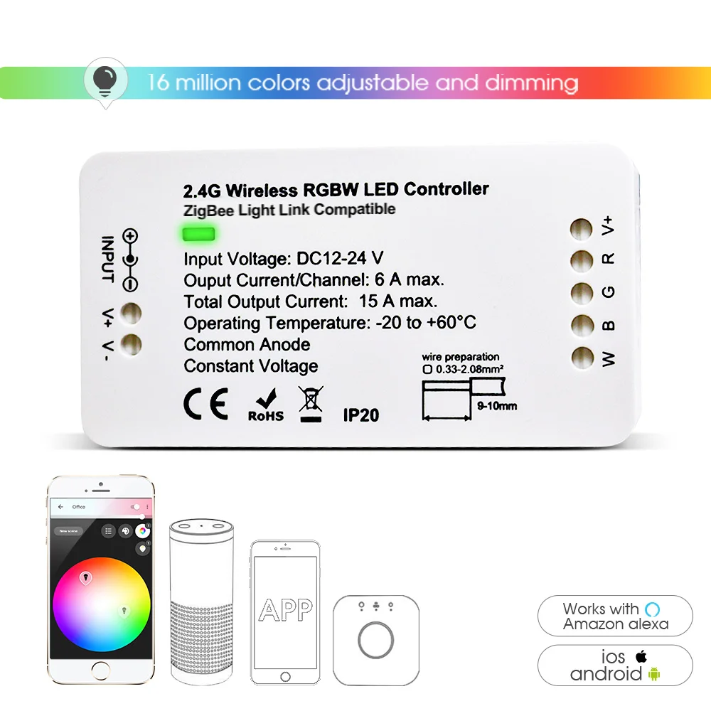 Смарт ZIGBEE RGBCCT Управление DC12V/24V светодиодный светильник Светодиодные полосы