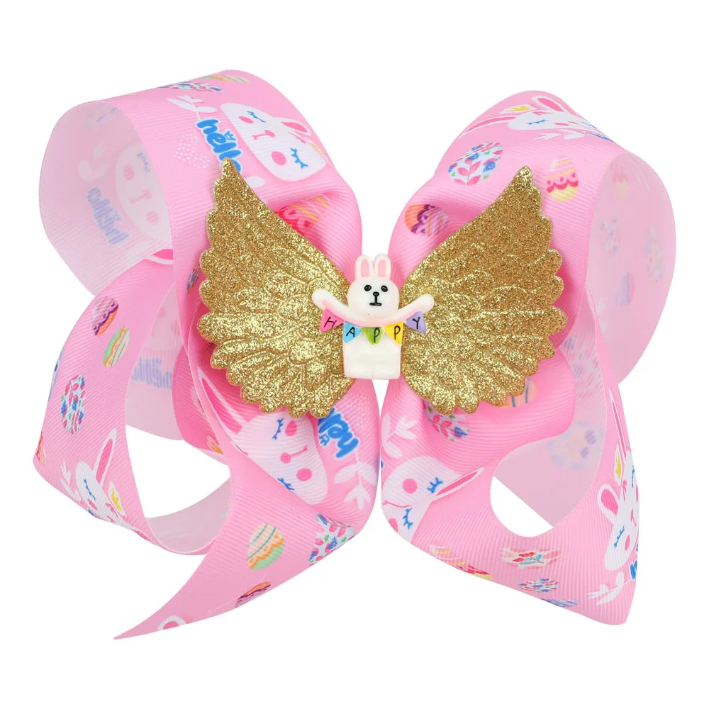 

7" Big Bow Hair Clip Easter Girls Animal Print Sequined Wings Bunny Egg Hairpin Holiday Party Hair Accessories barette cheveux