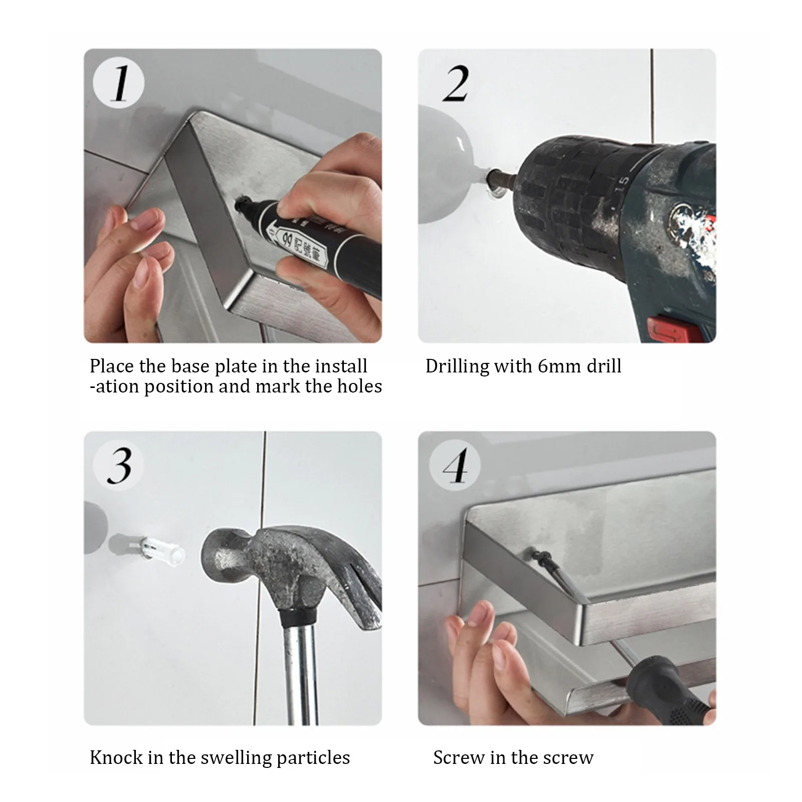 

Kitchen Bathroom Bottle Shelf Cosmetics Holder Towel Clothes Hanger Stainless Steel Rack Wall Shelf