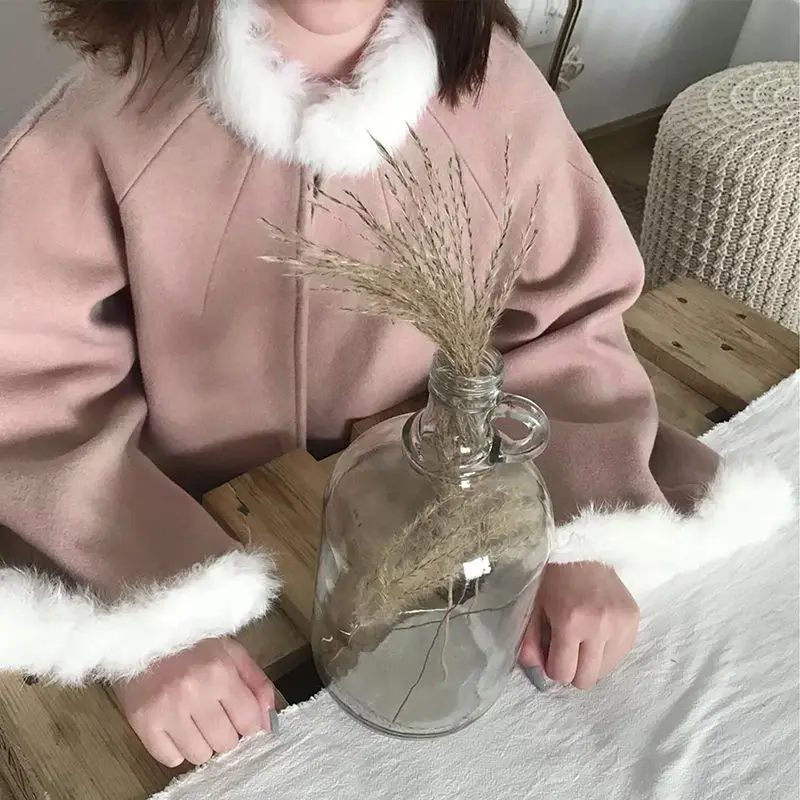 

Long Wool Coat Women Sweet Warm Winter Trench Coat Female Casual Japanese Style Warm Overcoat Female Winter Fur Coat