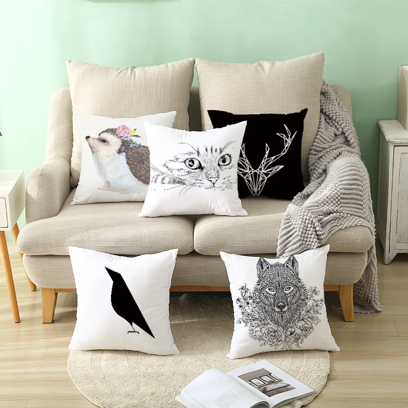 

Animal Head Pattern Super Soft Sofa Pillowcase High Quality Digital Printing Peach Skin Cushions For Home Decoration Multi-Color