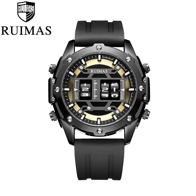 RN553G-Black Мужские спортивные часы Rolling Time Роскошные Известный Топ бренд Мужская мода Повседневное платье часы военные кварцевые наручные часы Saat - Цвет: RN553G-Black