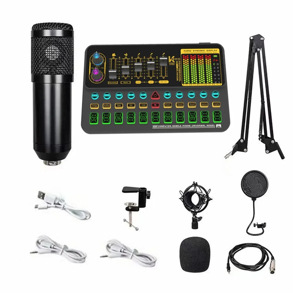 

BM800 Condenser Microphone Home Audio Recorder Mic With Wireless Bluetooth SK500 Sound Card For Computer Phone Live Singing Game