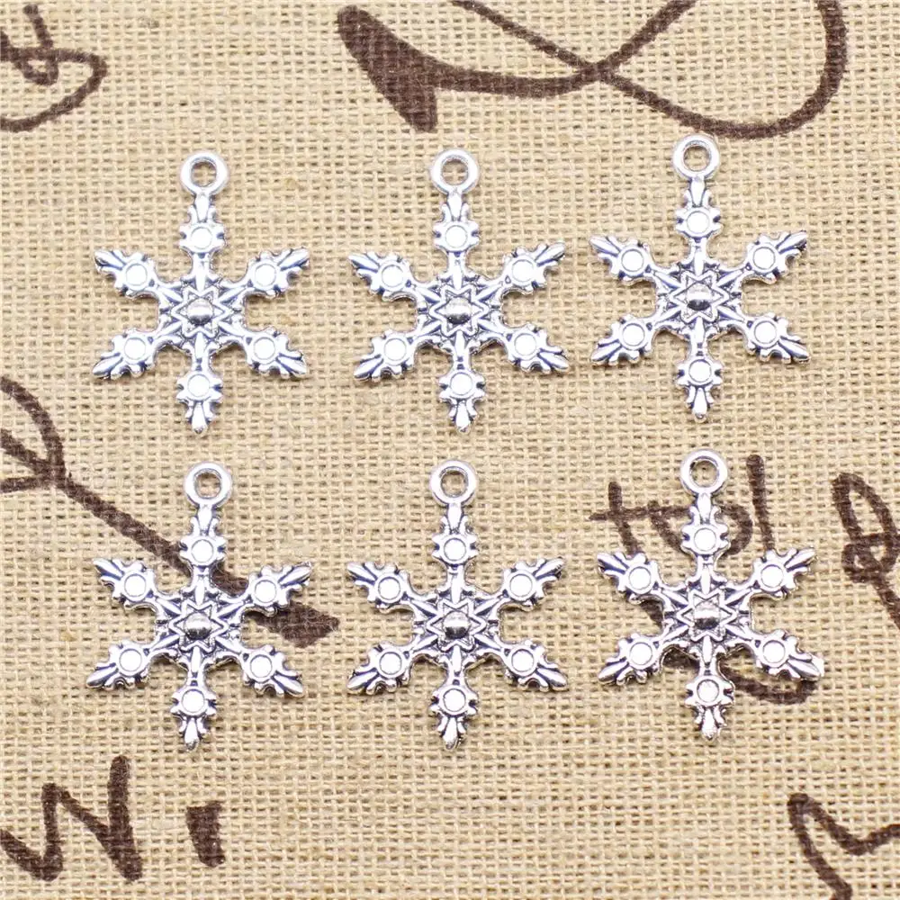 

Supplies For Jewelry Making 20pcs 17x23mm Antique Silver Color Snowflake Charms