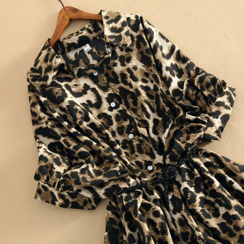 

2021 Spring New Retro Hong Kong-flavored Chiffon Shirt Women Western Style Loose Wild Short-sleeved Mid-length Shirt