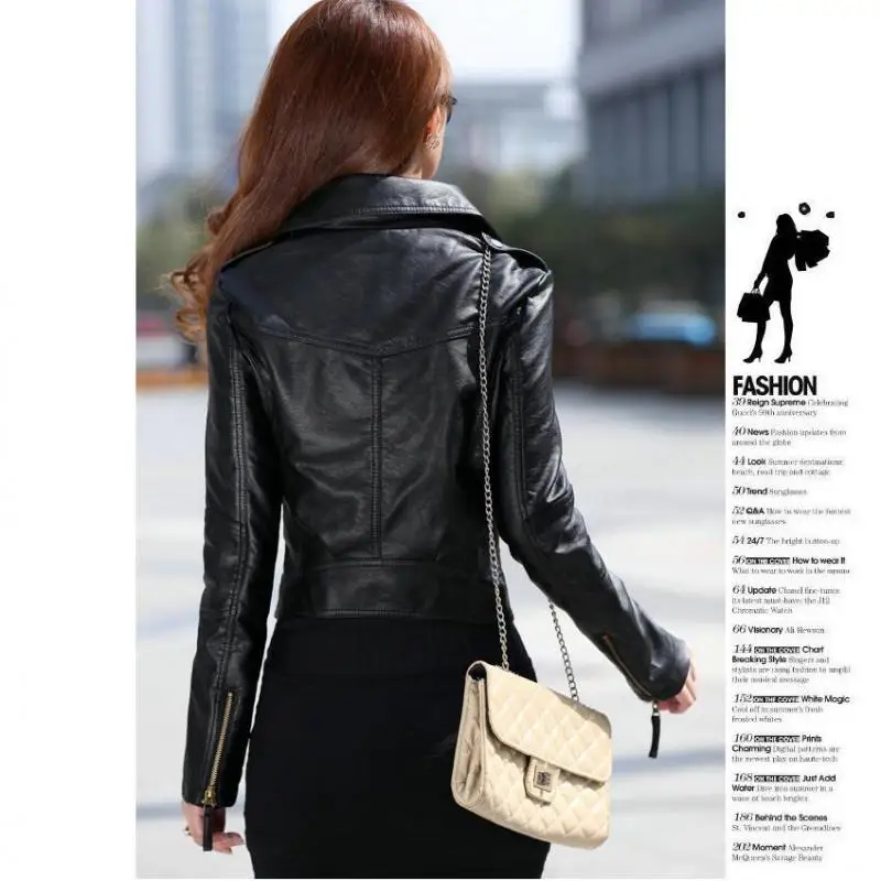 Yauamdb/Женская куртка из искусственной кожи на весну и осень экокожа (полиуретан) S