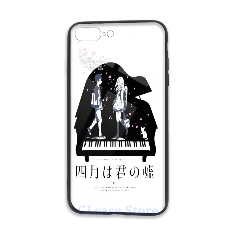 Чехол Shigatsu wa Kimi для iPhone 12 Pro 11 X XR XS Max 8 7 6 6s Plus 5s мягкая стеклянная задняя крышка из