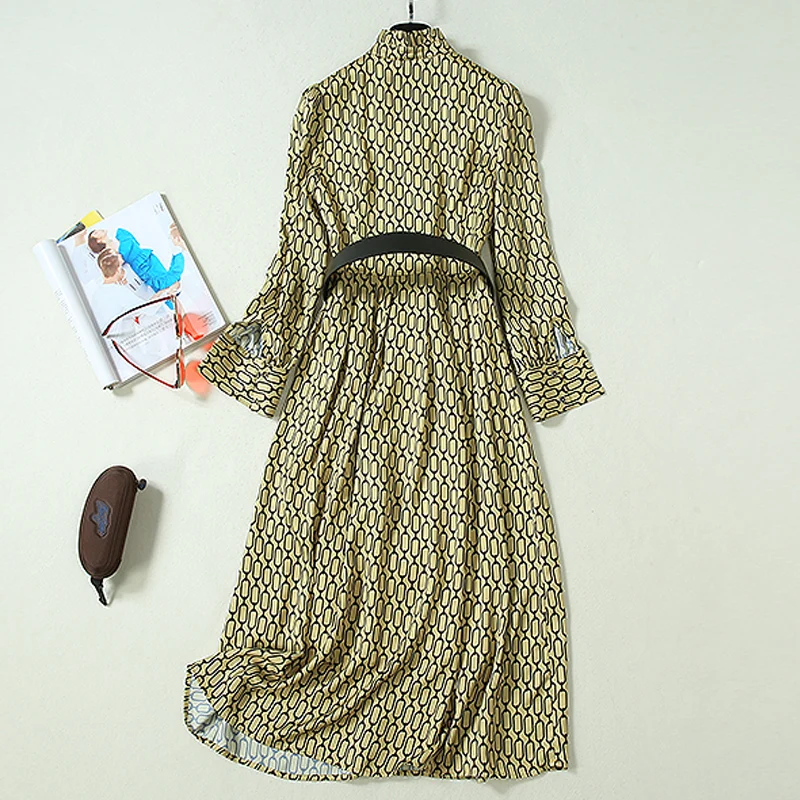 Женское винтажное платье миди дизайнерское элегантное с оборками на поясе