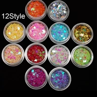 1set mixed colors nail glitter flake holographic acrylic sequins round glitter sequins 12 styleslot for choose