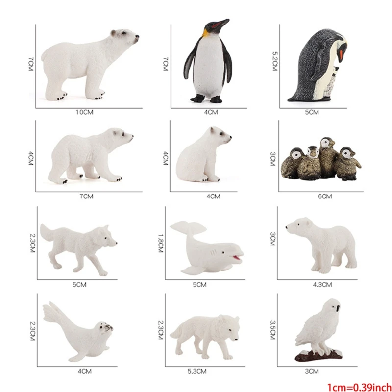 

2021 New 12PCS Arctic South Animals Simulation Penguins Polar Bear Family Action Fi