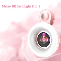 universal 3 in 1 fisheye wide angle phone lens macro fill light portable phone lens for all smartphones iphone 13 pro max