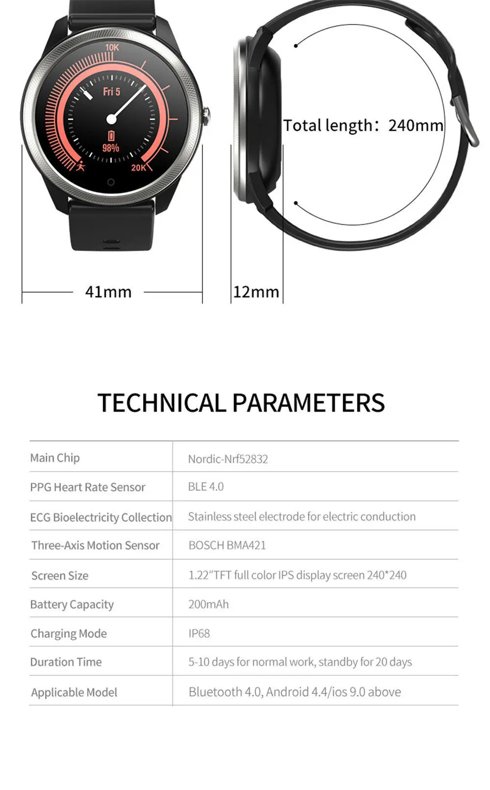Interpad Смарт-часы ECG PGG монитор сердечного ритма умные часы фитнес-трекер наручные часы для samsung huawei Xiaomi Apple iphone