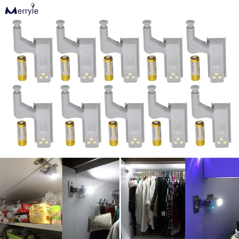 Luces LED para bisagra interior de armario, interruptor inteligente para debajo del armario, luz de cocina para dormitorio, puerta de cocina
