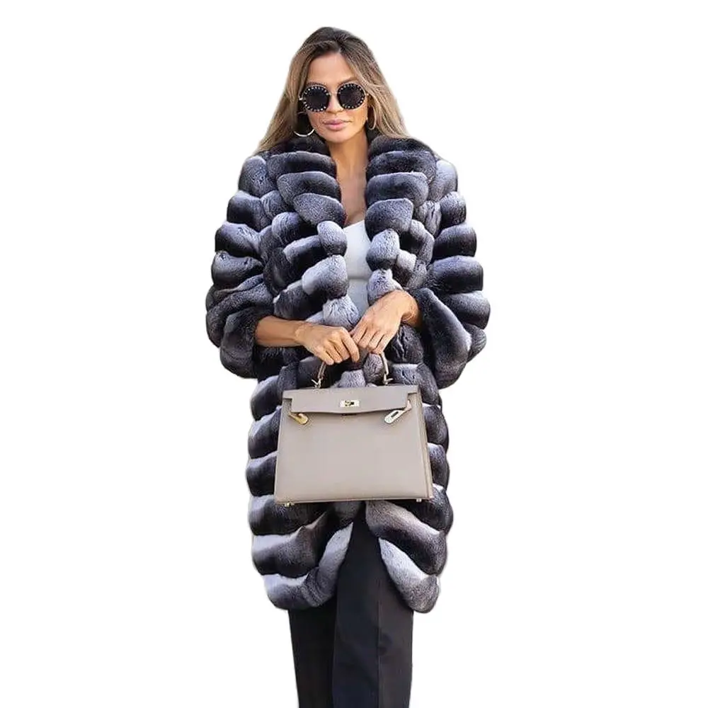 Women Fashion Real Rex Rabbit Fur Coat with Lapel Collar 2022 New Trendy Whole Skin Natural Rex Rabbit Fur Coats Outwear Female enlarge