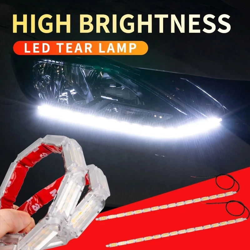 Super Bright Led Daytime Running Lights Waterproof Flexbile Car DRL Streamer Turn Signal Lamp Auto Headlight Light Strips 12v | Автомобили