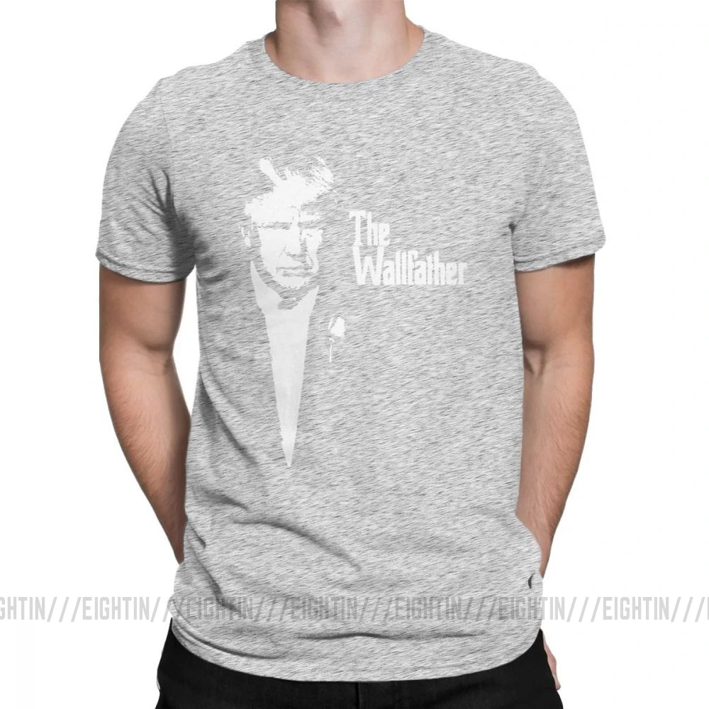Trump The Wall Father Мужская футболка, винтажная очищенная хлопковая футболка с короткими рукавами, футболка с круглым вырезом, топы большого размера - Цвет: Серый