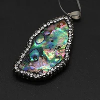 charms natural abalone shell pendant irregural diamon studded shell pendant for making women diy jewelry necklace 25x35 30x40mm