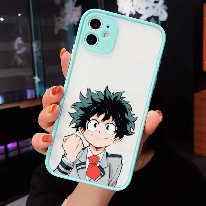 

Anime My hero academia Phone Case Matte transparent For blue iPhone 12 Mini 11 Pro XR XS Max 7 8 Plus X Back Cover