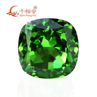 10x10mm green color cushion shape brilliant crushed ice cut cubic zirconia loose stone cz stone