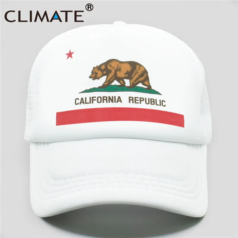 CLIMATE California, Кепка для водителя грузовика, мужская, медведь, флаг California, флаг, кепка s, женская, забавная, хип-хоп кепка, бейсбольная кепка, крутая, летняя, сетчатая Кепка - Цвет: Full White Cap