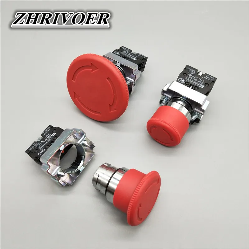 30mm 40mm 60mm XB2-BS542 NC N/C Red Mushroom Emergency Stop Push Button Switch 600V 10A | Обустройство дома