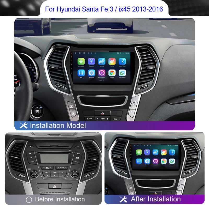 Автомагнитола 2 Din на Android для Hyundai ix45 Santa Fe 3 2013 2014 2015 2016 4G Wi-Fi DSP BT DVD GPS IPS