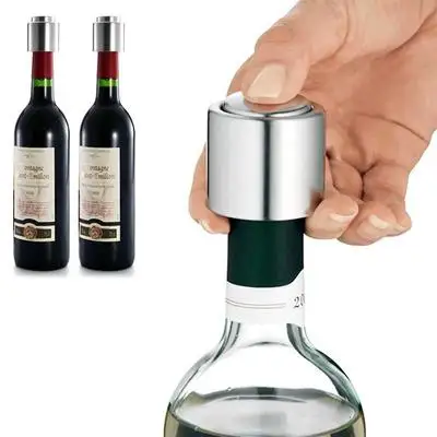 

Red Wine Vacuum Cover Stainless Steel Bottle Lid Stopper Press Wine Cap Sealer Storage Fresh Keeper Barware Home Kitchen Tools