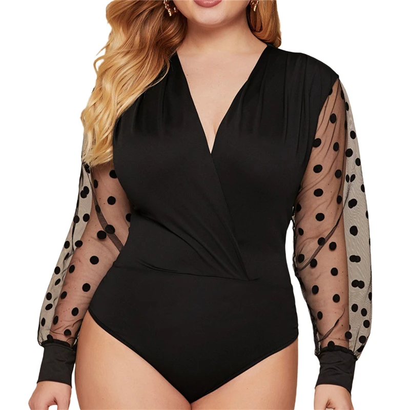 Сексуальный женский комбинезон большого размера однотонный черный топ с