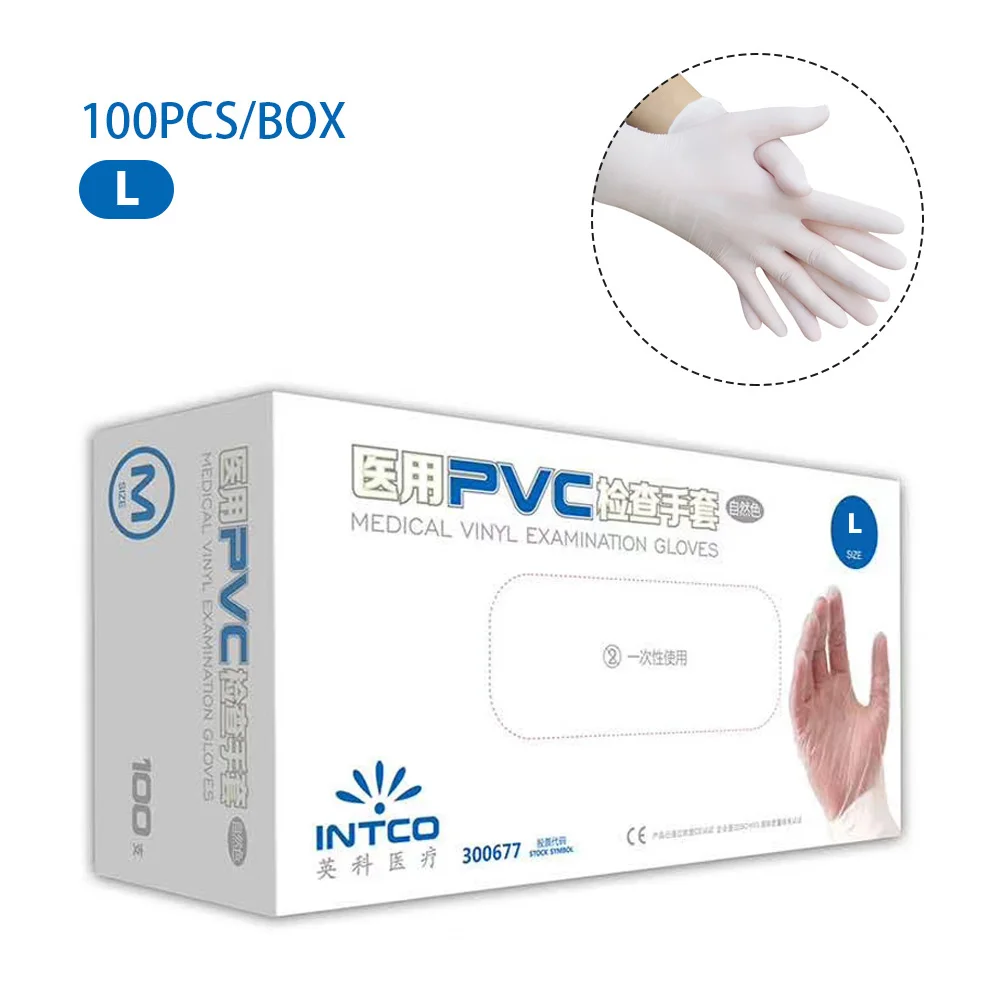 

100Pcs Disposable Gloves Latex Food-grade Household Protective PVC Gloves Disposable Gloves PVC Protective Sleeve S/M/L