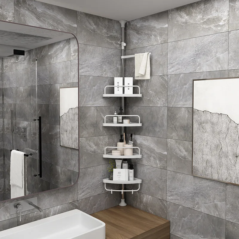 

Punch-free bathroom shelf Indomitable corner storage rack Bathroom multifunctional corner storage rack 4 layers