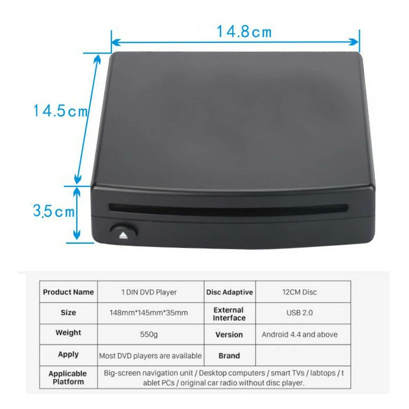 Автомагнитола 1Din внешний CD/DVD-плеер для Android стерео интерфейс USB-соединение