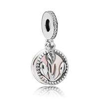 original 925 sterling silver charm creative pink round pendant fit pandora women bracelet necklace diy jewelry