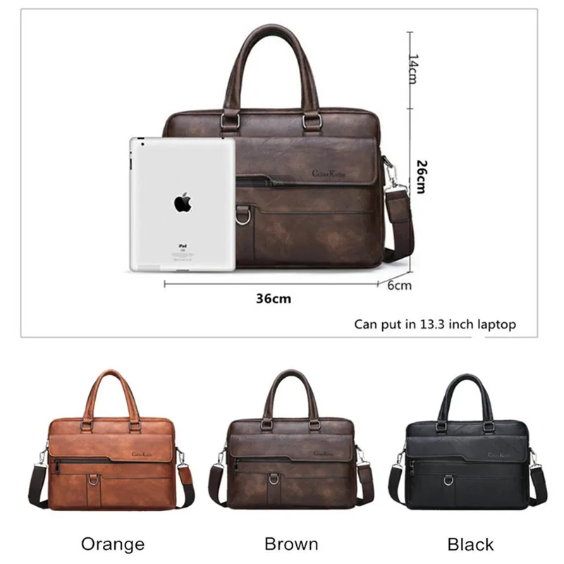 Celinv Koilm Men's Briefcase Bags High Quality Leather Men Business Crossbody Shoulder Travel Bag For 14' Laptop iPad A4 files