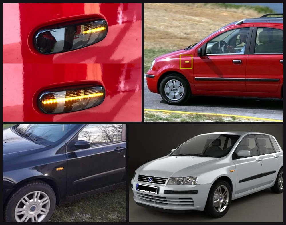 

LED Dynamic Side Marker Turn Signal Lights For Fiat Panda Van Punto Evo Doblo MK1 Estate Fiorino Idea Linea Multipla Qubo Stilo