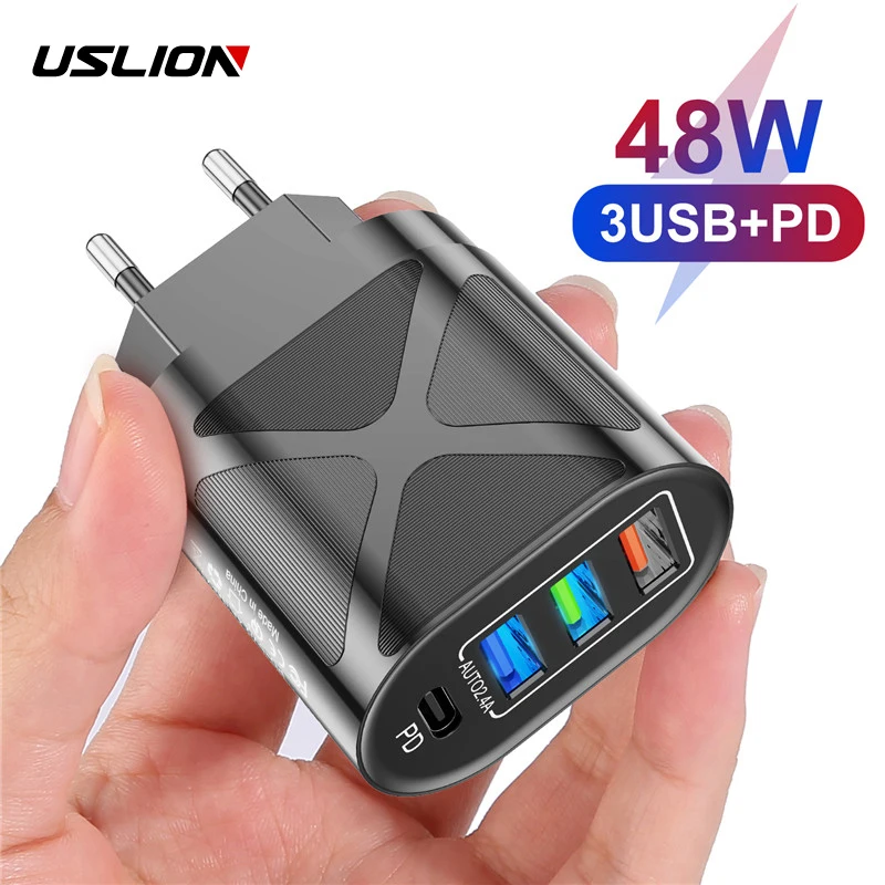 Сетевое зарядное устройство USLION с 4 USB-портами и поддержкой быстрой зарядки 3 0 |