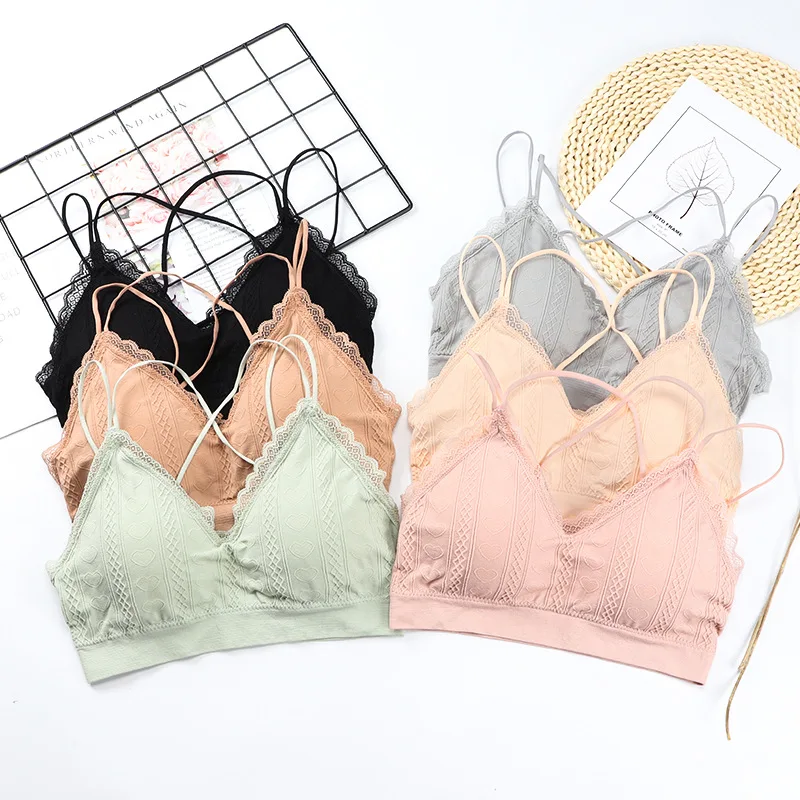 Женский кружевной бюстгальтер CHRLEISURE в Вертикальную Полоску без косточек