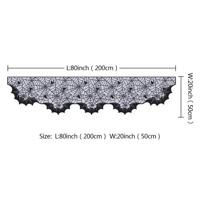 Fireplace Scarf Ourwarm/Вечерние черные кружевные тканевые скатерти для стола на Хэллоуин 100 см, чехлы для стола, подвесные окна, ужасы, украшения для дома на Хэллоуин - Цвет: Fireplace Scarf