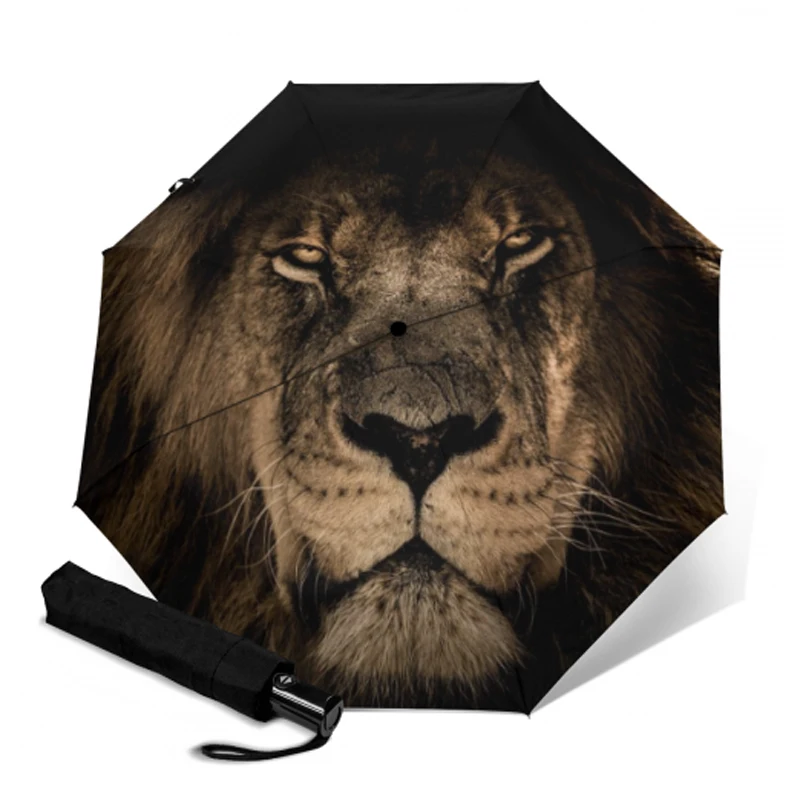 Женский зонт с принтом льва креативный автоматический для путешествий от дождя