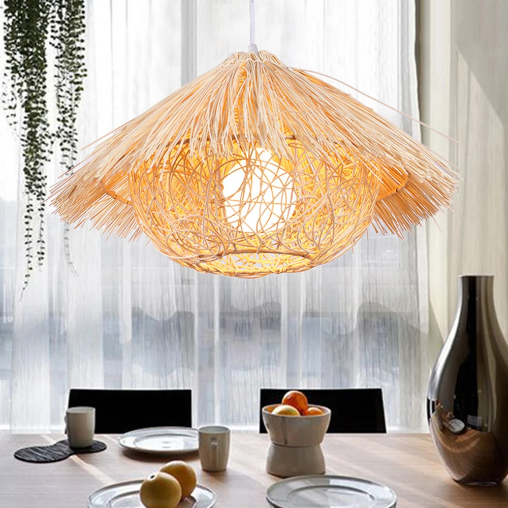 Ручной подвесной светильник E27 в японском стиле из ротанга для ресторана спальни