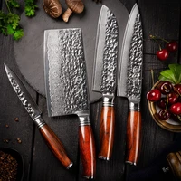 yarenh 4 6pcs knives set chef santoku utility cleaver set 73 layers damascus high carbon steel knife kitchen cooking tools